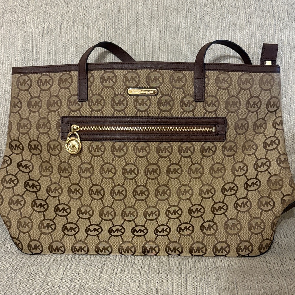 Michael Kors Tan and Brown Logo Tote